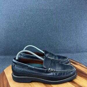 HS Trask Mens Black Pebbled Leather Penny Loafers Size 9N Slip On H1173001